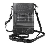 WHJSSF Petit sac à bandoulière en cuir pour téléphone portable, 19,3 x 12,4 cm, motif tableau noir, imprimés mathématiques, pour la marche, le camping, le shopping, les voyages et une utilisation en