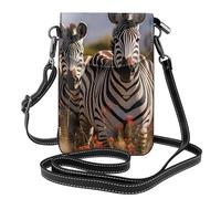 WHJSSF Petit sac à bandoulière en cuir pour téléphone portable, 19,3 x 12,4 cm, motif zèbre sur imprimés d'Afrique du Sud, pour la marche, le camping, le shopping, les voyages et une utilisation en