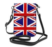 Whjssf Petit sac à main pour téléphone portable 19,3 x 12,4 cm avec motif drapeau du Royaume-Uni imprimé étui à rabat en cuir pour femme, parfait pour la marche, le camping