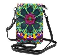 Whjssf Petit sac à main pour téléphone portable 19,3 x 12,4 cm avec motif kaléidoscope mandala imprimé kaléidoscope mandala étui de téléphone à rabat pour femme, parfait pour la marche, le camping