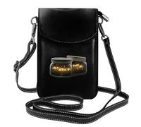 Whjssf Petit sac à main pour téléphone portable 19,3 x 12,4 cm, bocal en verre rempli de lucioles imprimé lucioles, étui à rabat en cuir pour femme, parfait pour la marche, le camping, noir