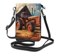 Whjssf Petit sac à main pour téléphone portable 19,3 x 12,4 cm en cuir imprimé tracteur rouge agricole pour femme, parfait pour la marche, le camping