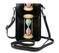Whjssf Petit sac à main pour téléphone portable 19,3 x 12,4 cm en forme de sablier coloré imprimé étui à rabat en cuir pour femme, parfait pour la marche, le camping