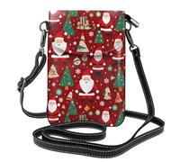 WHJSSF Petit sac à main pour téléphone portable 19,3 x 12,4 cm, joli cadeau du Père Noël imprimé, étui à rabat en cuir pour femme, parfait pour la marche, le camping