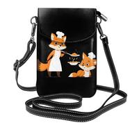 WHJSSF Petit sac à main pour téléphone portable 19,3 x 12,4 cm Little Fox Cooking imprimé en cuir pour femme, parfait pour la marche, le camping