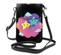 WHJSSF Petit sac à main pour téléphone portable 19,3 x 12,4 cm Little Star on the Colorful Cloud Imprimé Sac à bandoulière en cuir pour femme, parfait pour la marche, le camping