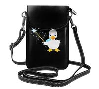 WHJSSF Petit sac à main pour téléphone portable 19,3 x 12,4 cm - Motif canard blanc - Étui à rabat en cuir pour femme, parfait pour la marche, le camping