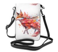 WHJSSF Petit sac à main pour téléphone portable 19,3 x 12,4 cm - Motif renard coloré - Étui à rabat en cuir pour femme, parfait pour la marche, le camping