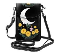 WHJSSF Petit sac à main pour téléphone portable 19,3 x 12,4 cm, motif « The Moon in the Broken Flowers », étui à rabat en cuir pour femme, parfait pour la marche, le camping