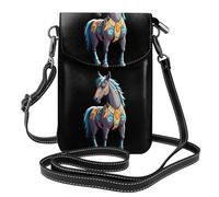 Whjssf Petit sac à main pour téléphone portable 19,3 x 12,4 cm, motif totem de Dieu Horse Totem, étui à rabat en cuir pour femme, parfait pour la marche, le camping