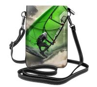 Whjssf Petit sac à main pour téléphone portable 19,3 x 12,4 cm Motif vague géante planche à voile imprimé sac à bandoulière en cuir pour femme, parfait pour la marche, le camping