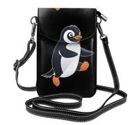 WHJSSF Petit sac à main pour téléphone portable 19,3 x 12,4 cm, petit pingouin sautant en cuir imprimé à rabat pour femme, parfait pour la marche, le camping