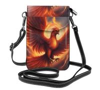 WHJSSF Petit sac à main pour téléphone portable 19,3 x 12,4 cm Un joli phénix imprimé phénix étui à rabat en cuir pour femme, parfait pour la marche, le camping