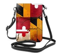 WHJSSF Petit sac à main pour téléphone portable 19,3 x 12,4 cm vintage en bois imprimé drapeau du Maryland étui à rabat en cuir pour femme, parfait pour la marche, le camping