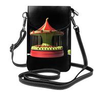 Whjssf Petit sac à main pour téléphone portable de 19,3 x 12,4 cm, carrousel fabriqué en cuir imprimé pommes, étui à rabat pour femme, parfait pour la marche, le camping