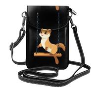 WHJSSF Petit sac à main pour téléphone portable de 19,3 x 12,4 cm en cuir imprimé Stoat On A Swing Étui à rabat en cuir pour femme, parfait pour la marche, le camping
