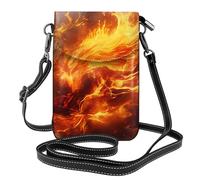 Whjssf Petit sac à main pour téléphone portable de 19,3 x 12,4 cm, motif flammes brûlantes, étui à rabat en cuir pour femme, parfait pour la marche, le camping