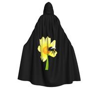WHJSSF Petite abeille sur fleur jaune imprimé Halloween Cape à capuche pour adulte - Super grande cape à capuche sans fermeture éclair