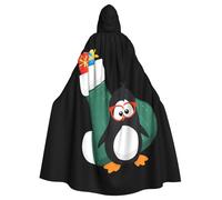 WHJSSF Pingouin de Noël avec lunettes imprimées, cape à capuche pour adulte avec nœud papillon pour fêtes costumées, cosplay