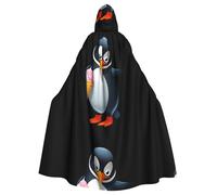 WHJSSF Pingouin mangeant de la crème glacée Imprimés Halloween Cape à capuche pour adulte avec nœud papillon pour fêtes costumées, cosplay