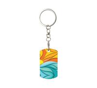 WHJSSF Porte-clés rectangulaire en métal avec coucher de soleil et vagues de l'océan