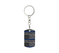 WHJSSF Porte-clés rectangulaire en métal avec drapeau américain fin bleu