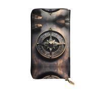 WHJSSF Portefeuille long en cuir pour femme avec poche zippée pour pièces | Organiseur durable en similicuir cadeau pour maman, petite amie, motif magique runes nordiques, boussole
