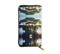 WHJSSF Portefeuille long en cuir pour femme avec poche zippée pour pièces | Organiseur durable en similicuir pour maman, petite amie, motif île flottante sur l'eau