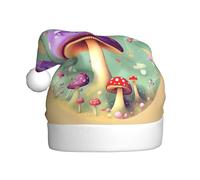 WHJSSF Purple Dream Mushroom Printing Chapeaux de Noël en peluche pour homme et femme