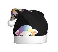 WHJSSF Rainbow Little Sheep Printing Chapeaux de Noël en peluche pour homme et femme