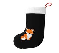 Whjssf Red Fox Chaussettes de Noël imprimées double face Motif écoute de la musique