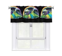 WHJSSF Rideau court à motif arc-en-ciel derrière la montagne avec tringle à cantonnière, filtrant la lumière pour cuisine, salle de bain, buanderie, studio 137 x 45 cm