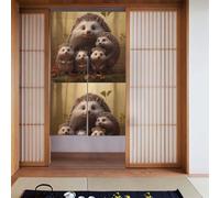 WHJSSF Rideau de porte avec inscription Happy Little Hedgehog Family - 86,4 x 142,2 cm