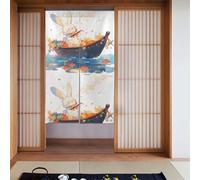 WHJSSF Rideau de porte imprimé petit lapin blanc sur le bateau de fleurs - Pour cuisine, salle de bain, chambre - 86,4 x 142,2 cm