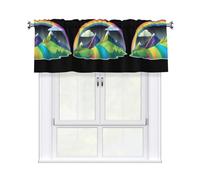 WHJSSF Rideau imprimé arc-en-ciel derrière la montagne avec tringle courte, 137,2 x 45,7 cm pour fenêtres, cuisine, salle de bain, buanderie et studio, avec filtre de lumière