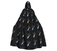 WHJSSF Rock and Roll Cape à capuche pour adulte Motif chat noir avec guitare Imprimé Halloween - Très grande cape à capuche sans fermeture éclair