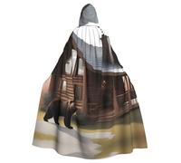 WHJSSF Rustic Lodge Bear Prints Cape à capuche pour adulte - Très grande cape à capuche sans fermeture éclair