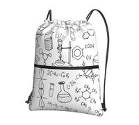 WHJSSF Sac à dos à fermeture éclair avec cordon de serrage imprimé chimie - Sac de sport pliable léger avec poche avant et organiseur intérieur