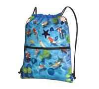 WHJSSF Sac à dos de sport avec fermeture éclair et cordon de serrage imprimé carpe rouge japonaise - Sac de sport léger et résistant à l'eau avec poche avant et organiseur interne - Parfait pour les