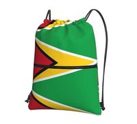 WHJSSF Sac à dos léger et pliable avec cordon de serrage imprimé drapeau de la Guyane pour voyage, yoga, randonnée et essentiels du quotidien