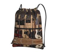 WHJSSF Sac à dos léger et résistant à l'eau avec poche avant et organiseur interne pour guitare, basse, instruments de musique imprimés avec cordon de serrage