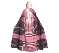 WHJSSF Sakura Stairs Veste à capuche pour adulte Imprimé escaliers Longue cape de fête Convient pour homme et femme