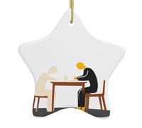 WHJSSF Silence - Décoration de Noël en céramique - Étoile - Facile à accrocher - Idéal pour décorer les arbres de Noël