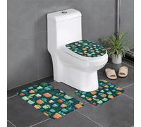 WHJSSF Smiling Succulents Prints Lot de 3 tapis de salle de bain antidérapants pour toilettes, meuble-lavabo et couvercle, facile à nettoyer, antidérapant