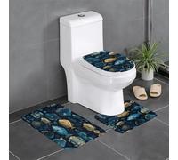 WHJSSF Sous-marin Reef Fish imprimé salle de bain antidérapant séchage rapide ensemble trois pièces, tapis de douche durable à séchage rapide