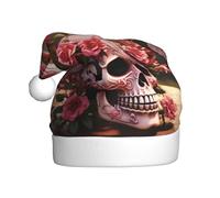 WHJSSF Sugar Horror Skull Flowers Rose Printed Christmas Hat for Adult for Men and Women Clothing Headband for Festive Occasions