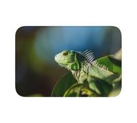 WHJSSF Tapis à ourlet imprimé lézard vert 101,6 x 152,4 cm | Tapis de bain en polyester de haute qualité antidérapant et résistant à la décoloration pour salle de bain, coiffeuse et suites d'invités