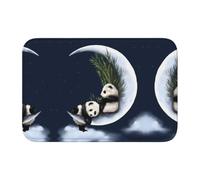 WHJSSF Tapis à ourlet imprimé panda et lune 101,6 x 152,4 cm | Tapis de bain en polyester de haute qualité antidérapant et résistant à la décoloration pour salle de bain, coiffeuse et suites d'invités