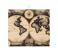 WHJSSF Tapis absorbant pour comptoir de cuisine Motif carte du vieux monde vintage antidérapant et séchage rapide pour ranger la vaisselle et le nettoyage des comptoirs 45,7 x 40,6 cm