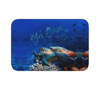 WHJSSF Tapis de bain en polyester de haute qualité antidérapant et résistant à la décoloration pour salle de bain, coiffeuse et suite d'invités - Motif tortue de mer avec poissons - 101,6 x 152,4 cm